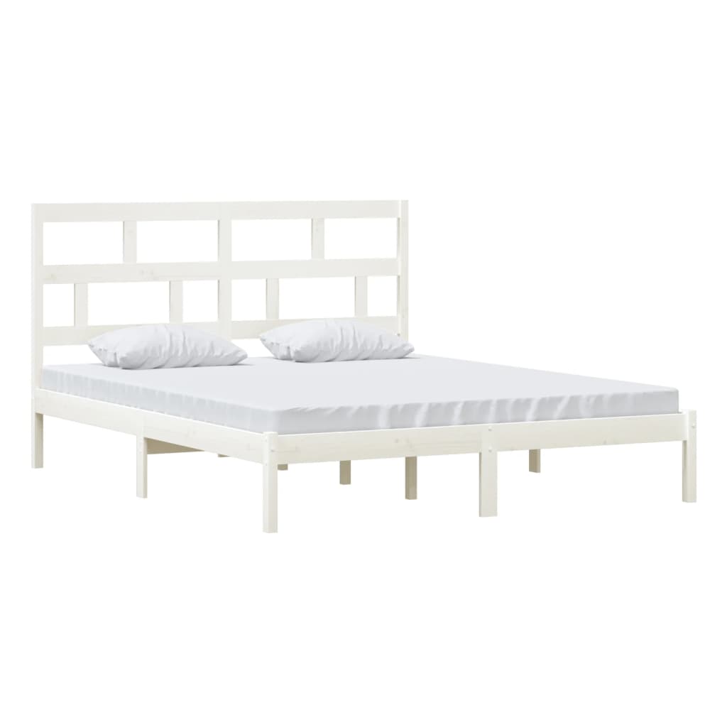 3101229 vidaXL Bed Frame without Mattress White Solid Wood 160x200 cm (810028+814205)