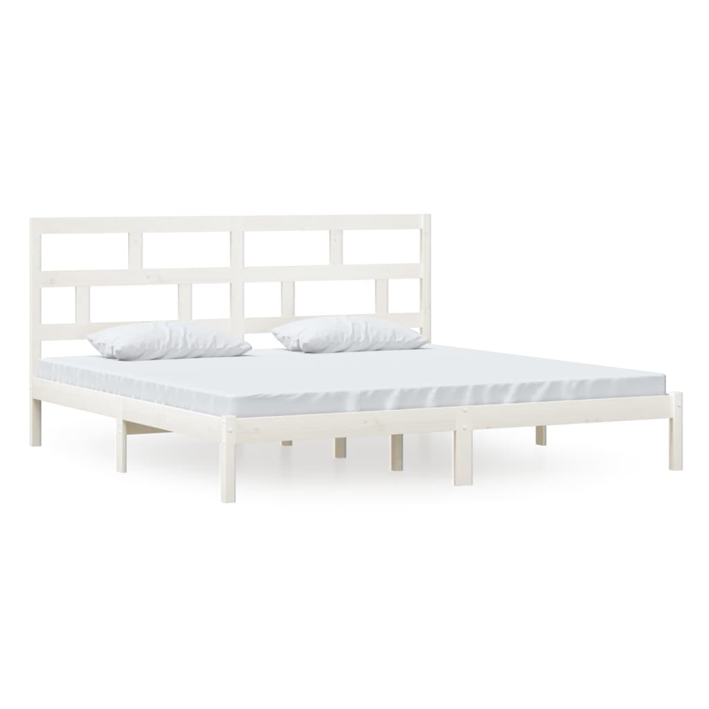 3101239 vidaXL Bed Frame without Mattress White Solid Wood Pine 200x200 cm (810038+814215)