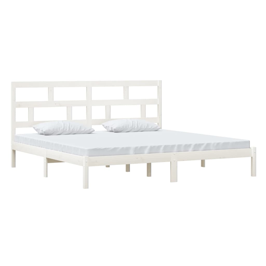 3101239 vidaXL Bed Frame without Mattress White Solid Wood Pine 200x200 cm (810038+814215)