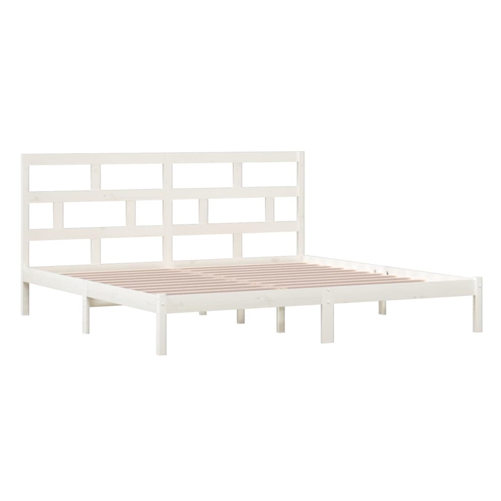 3101239 vidaXL Bed Frame without Mattress White Solid Wood Pine 200x200 cm (810038+814215)