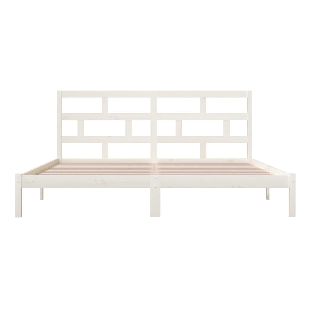3101239 vidaXL Bed Frame without Mattress White Solid Wood Pine 200x200 cm (810038+814215)