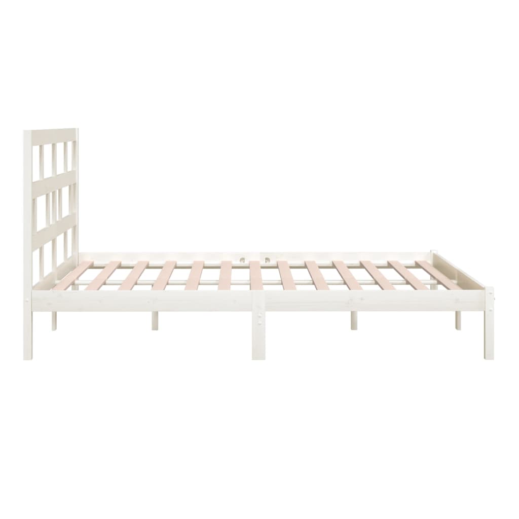 3101239 vidaXL Bed Frame without Mattress White Solid Wood Pine 200x200 cm (810038+814215)