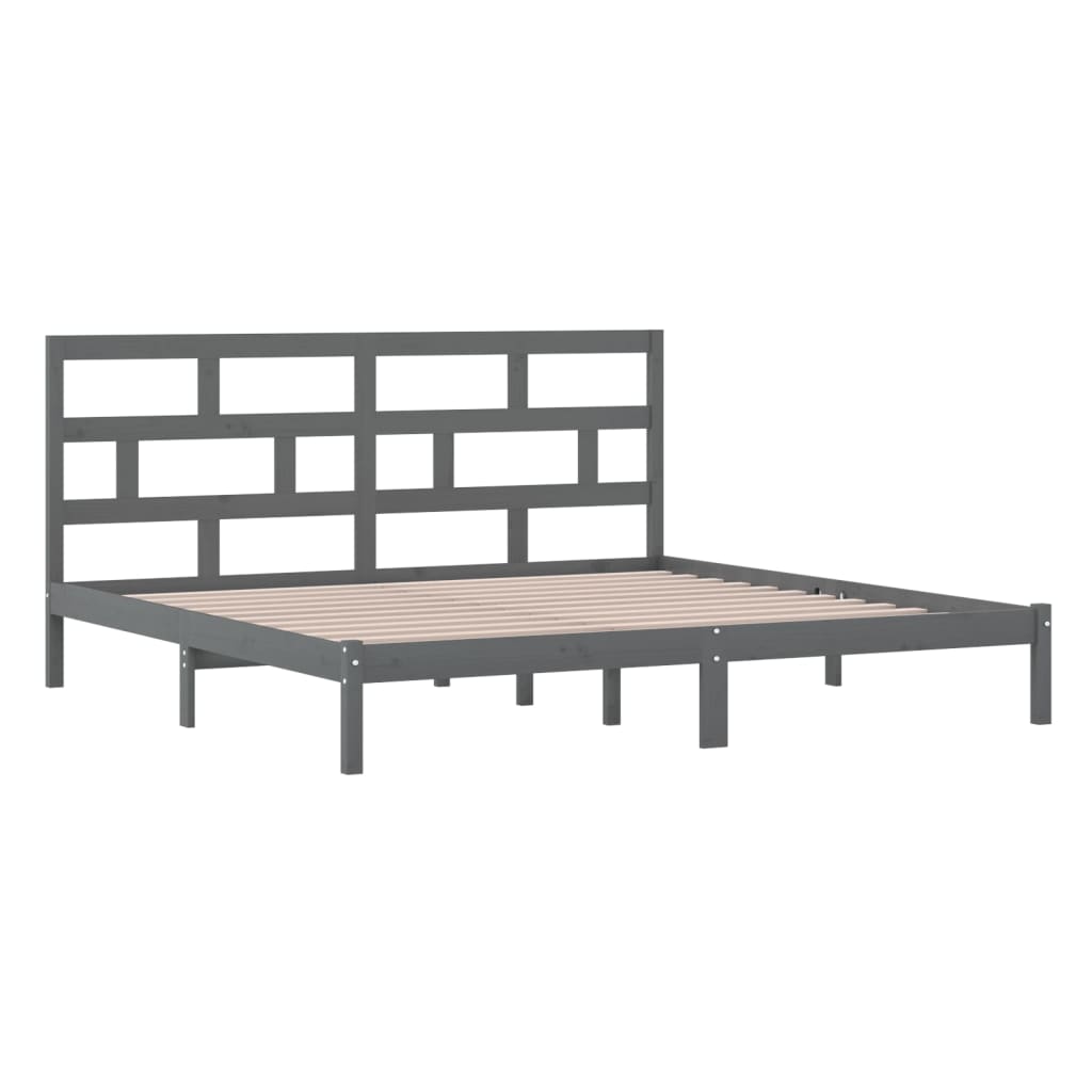 3101240 vidaXL Bed Frame without Mattress Grey Solid Wood Pine 200x200 cm (810039+814216)