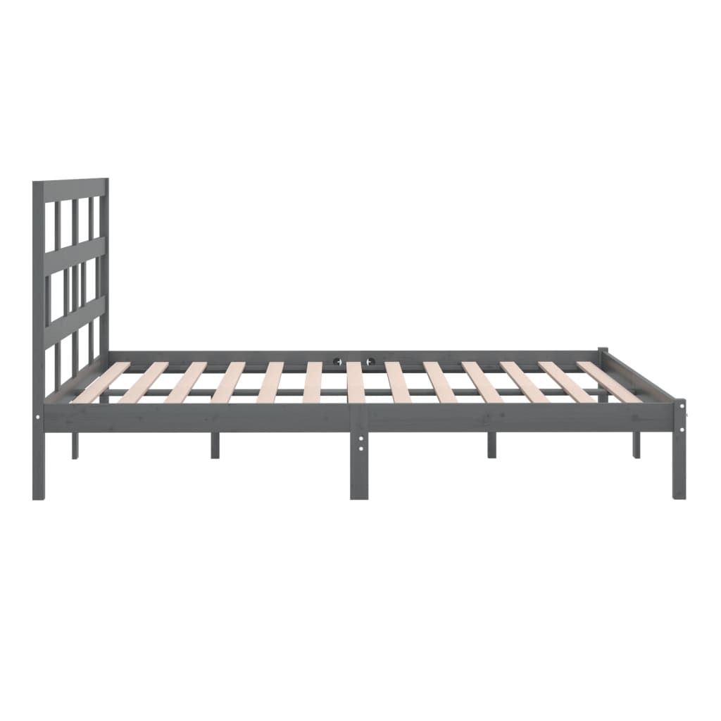 3101240 vidaXL Bed Frame without Mattress Grey Solid Wood Pine 200x200 cm (810039+814216)