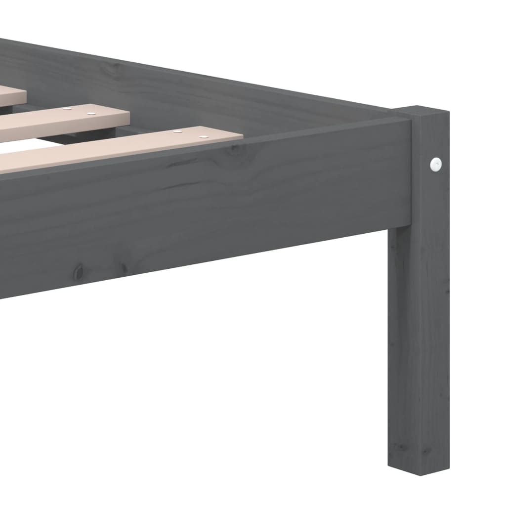 3101240 vidaXL Bed Frame without Mattress Grey Solid Wood Pine 200x200 cm (810039+814216)