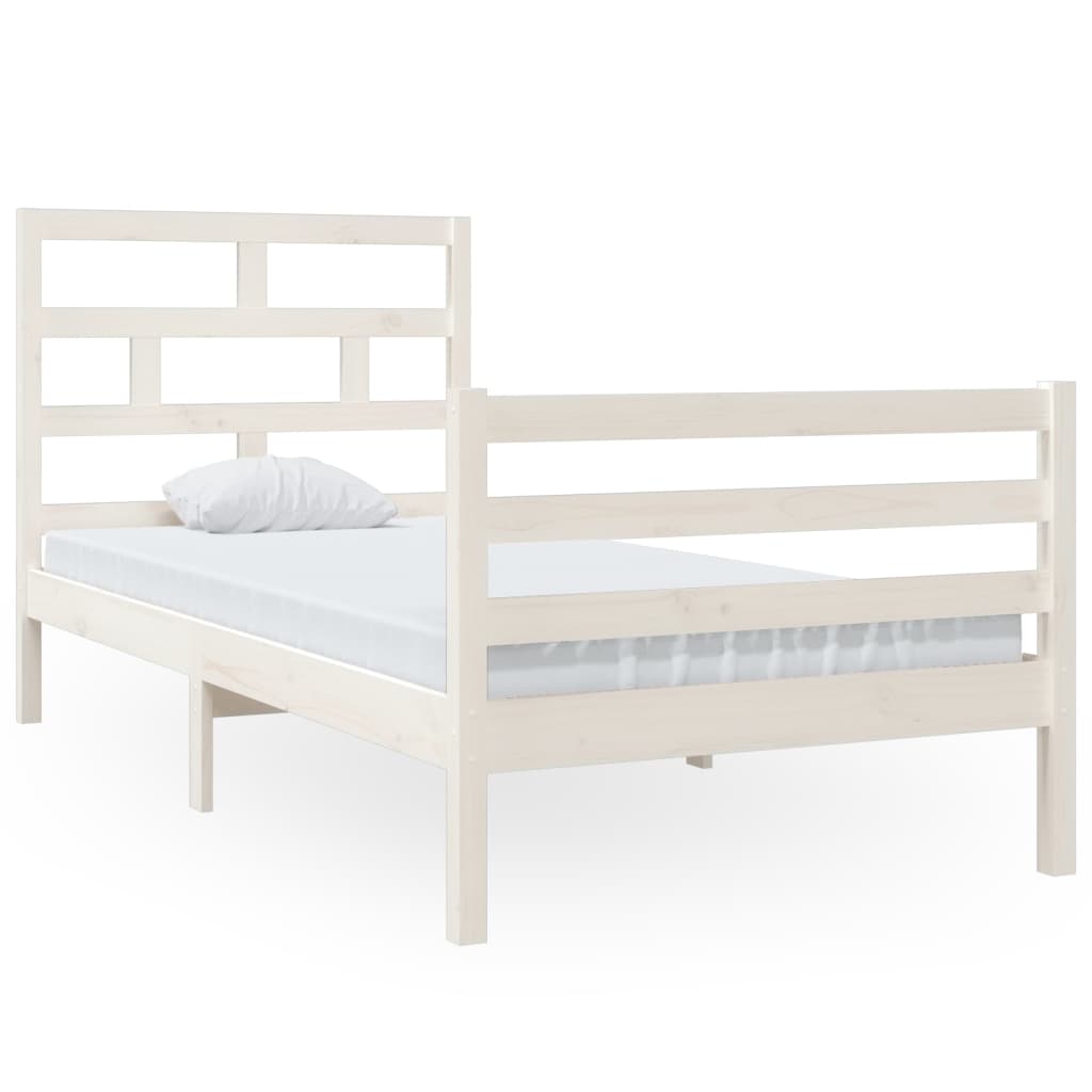 3101269 vidaXL Bed Frame without Mattress White Solid Wood 90x200 cm (810416+814175)