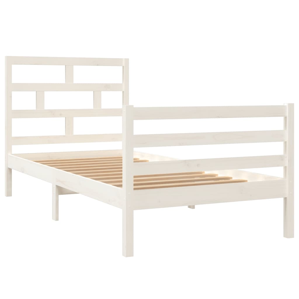 3101269 vidaXL Bed Frame without Mattress White Solid Wood 90x200 cm (810416+814175)
