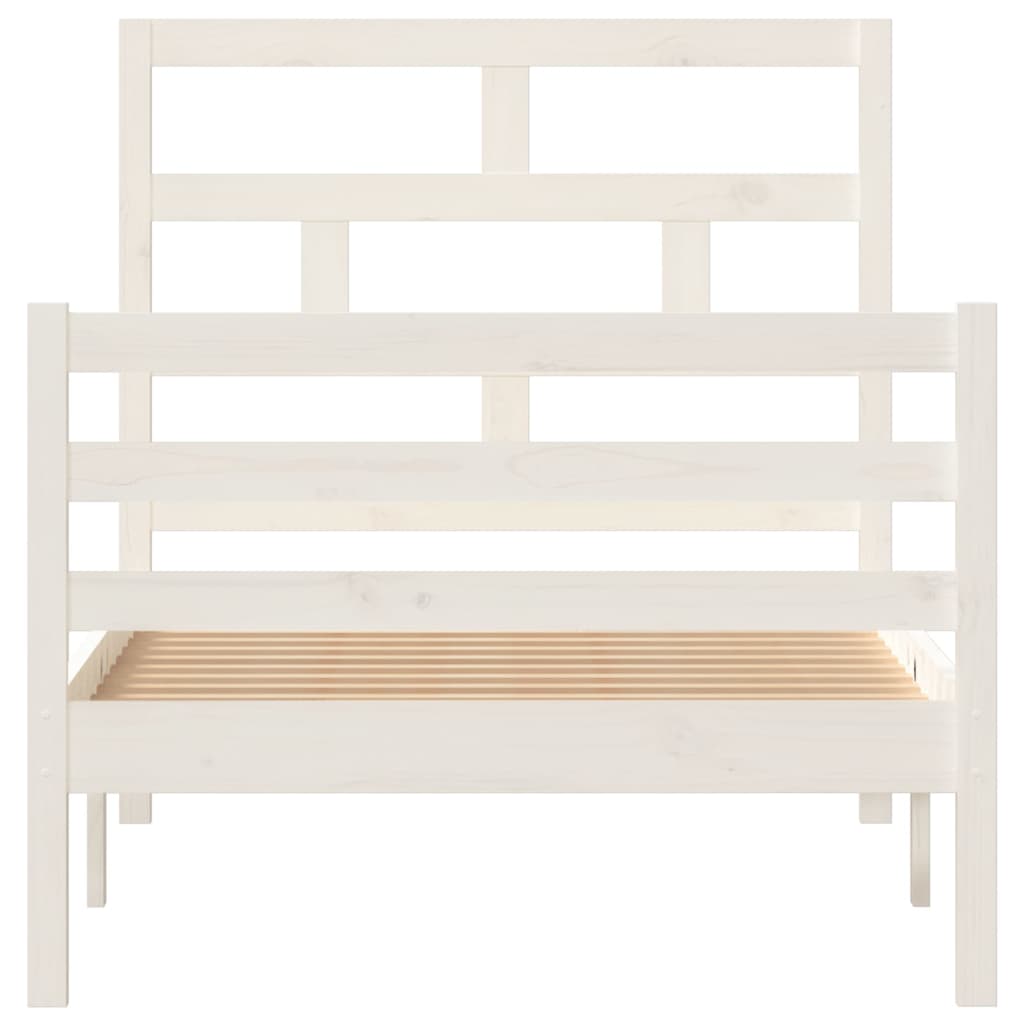 3101269 vidaXL Bed Frame without Mattress White Solid Wood 90x200 cm (810416+814175)