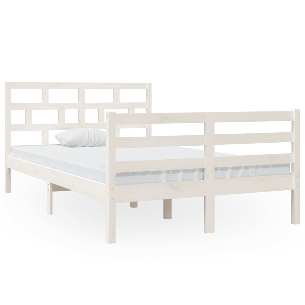 3101279 vidaXL Bed Frame without Mattress White Solid Wood 120x200 cm (810426+814185)