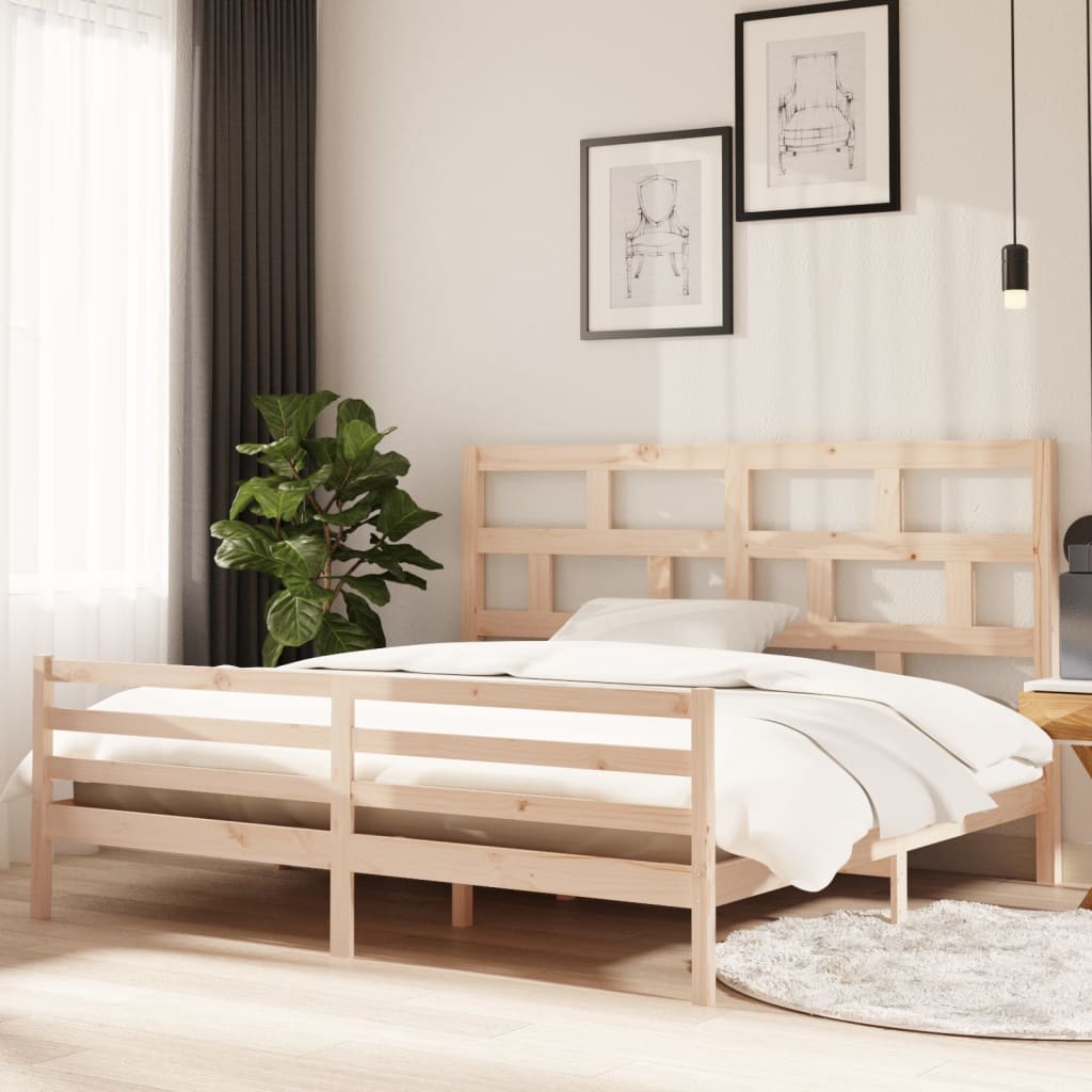 3101303 vidaXL Bed Frame without Mattress Solid Wood 200x200 cm (810450+814214)