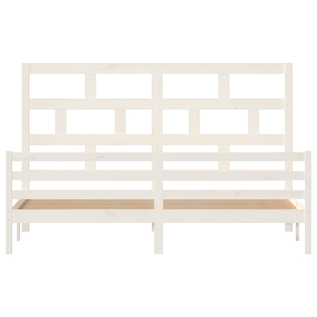 3101304 vidaXL Bed Frame without Mattress White Solid Wood 200x200 cm (810451+814215)