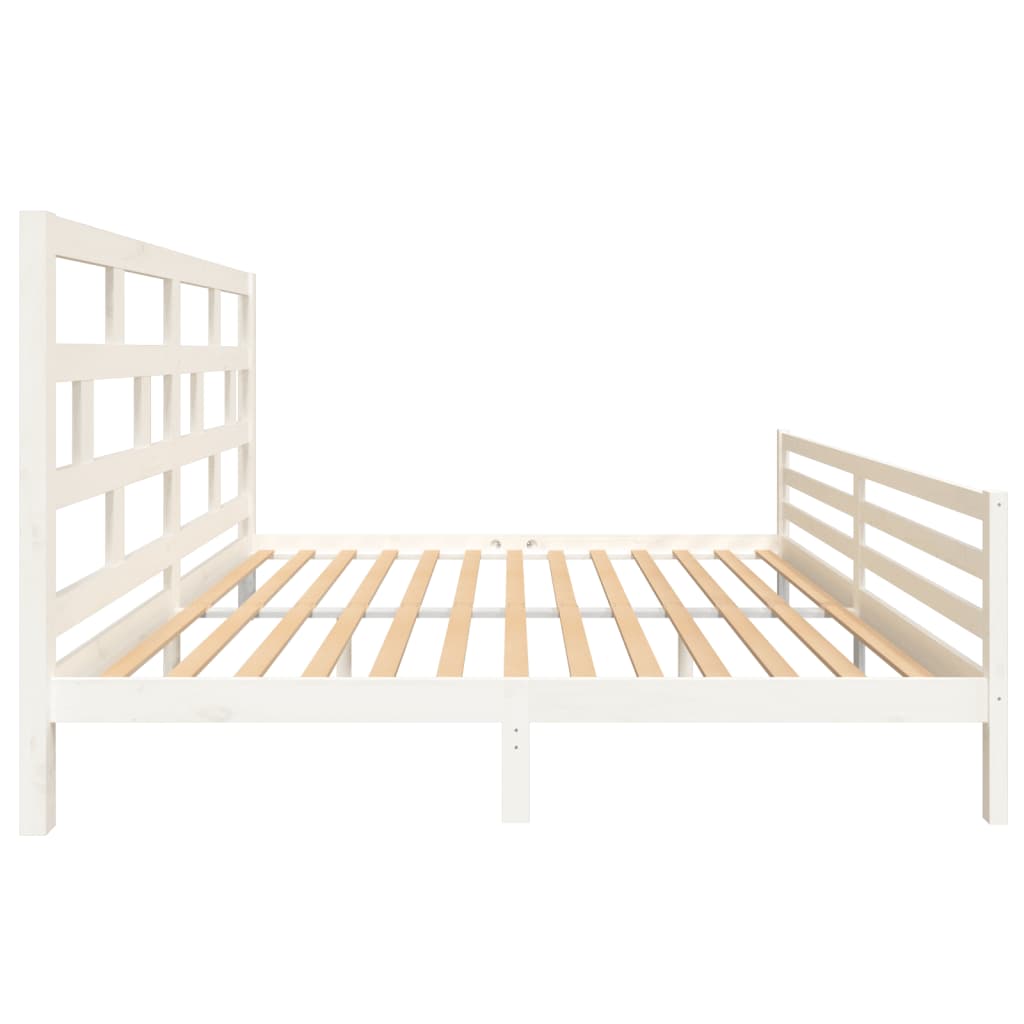 3101304 vidaXL Bed Frame without Mattress White Solid Wood 200x200 cm (810451+814215)