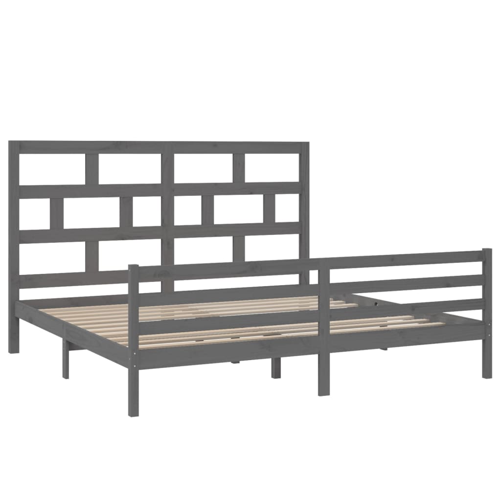 3101305 vidaXL Bed Frame without Mattress Grey Solid Wood 200x200 cm (810452+814216)