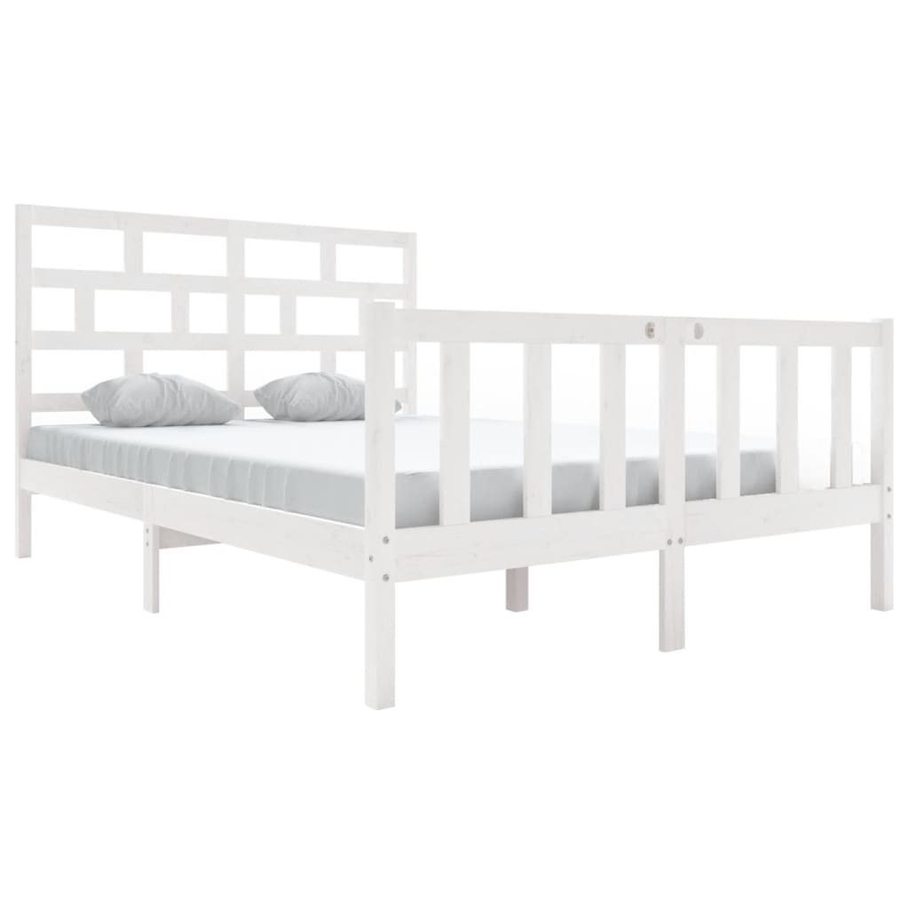 3101349 vidaXL Bed Frame without Mattress White Solid Wood 140x200 cm (810083+814195)