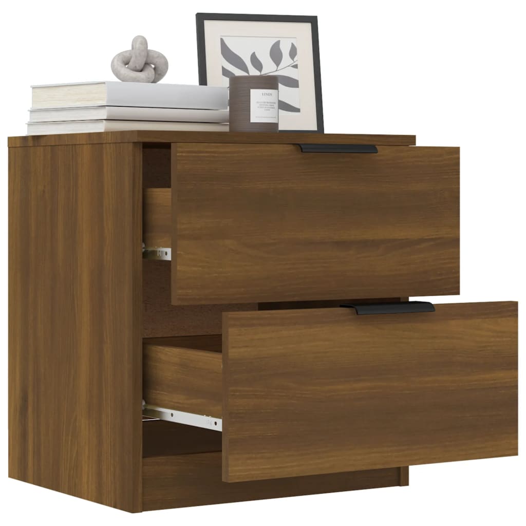 Bedside Cabinets 2 pcs Brown Oak Engineered Wood