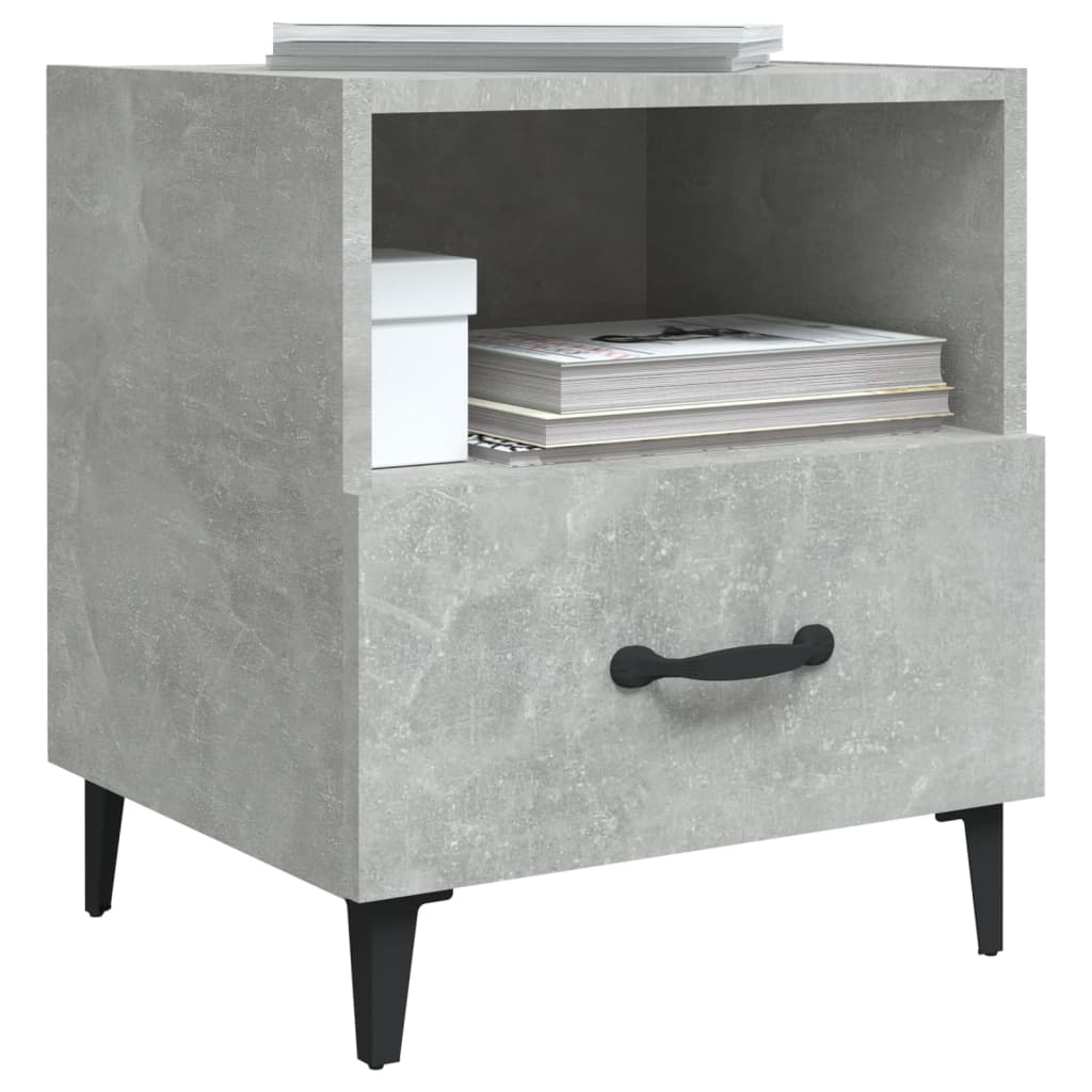 Bedside Cabinet Concrete Grey Engineered Wood