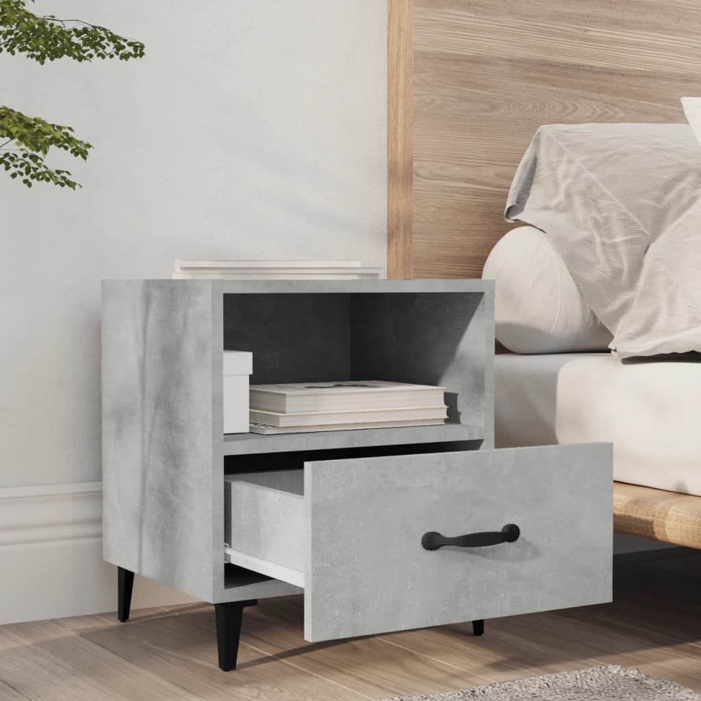 Bedside Cabinet Concrete Grey Engineered Wood