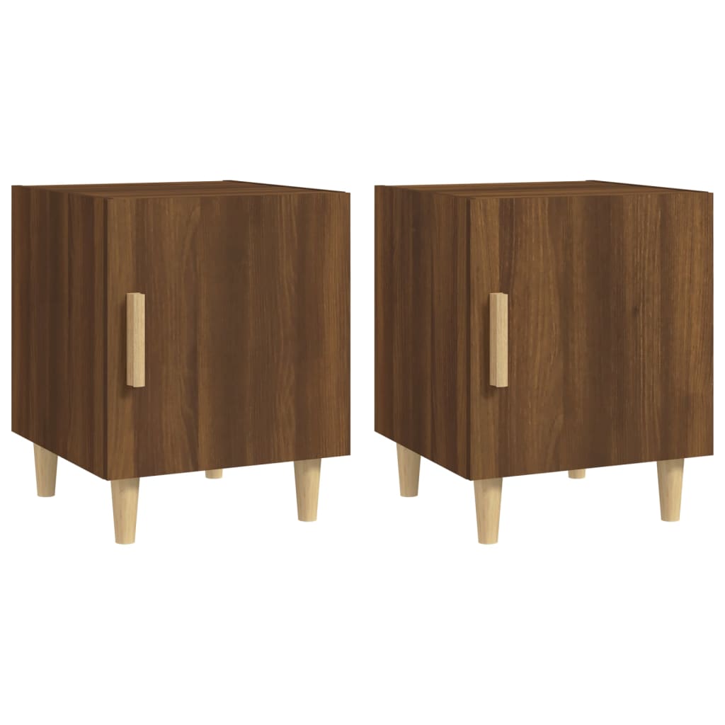 Bedside Cabinets 2 pcs Brown Oak Engineered Wood