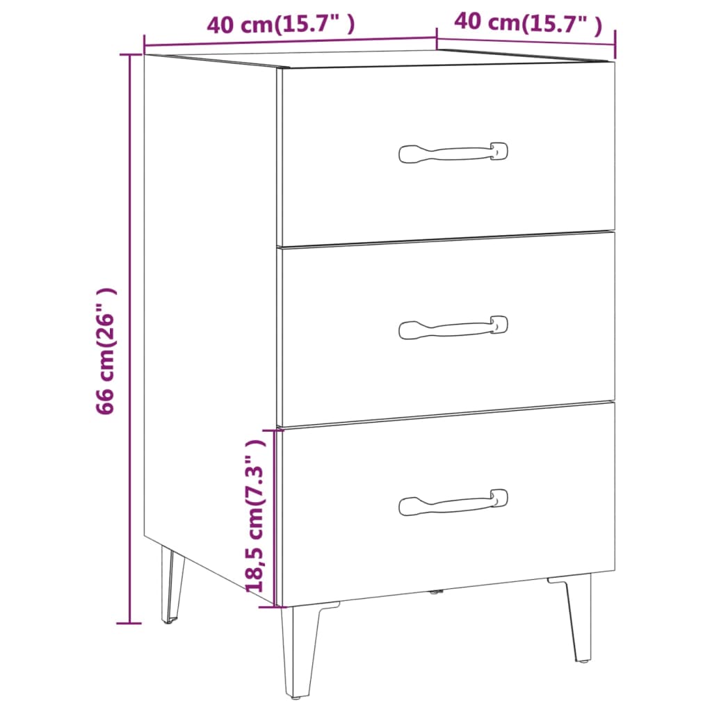 Bedside Cabinet Grey Sonoma 40x40x66 cm Engineered Wood