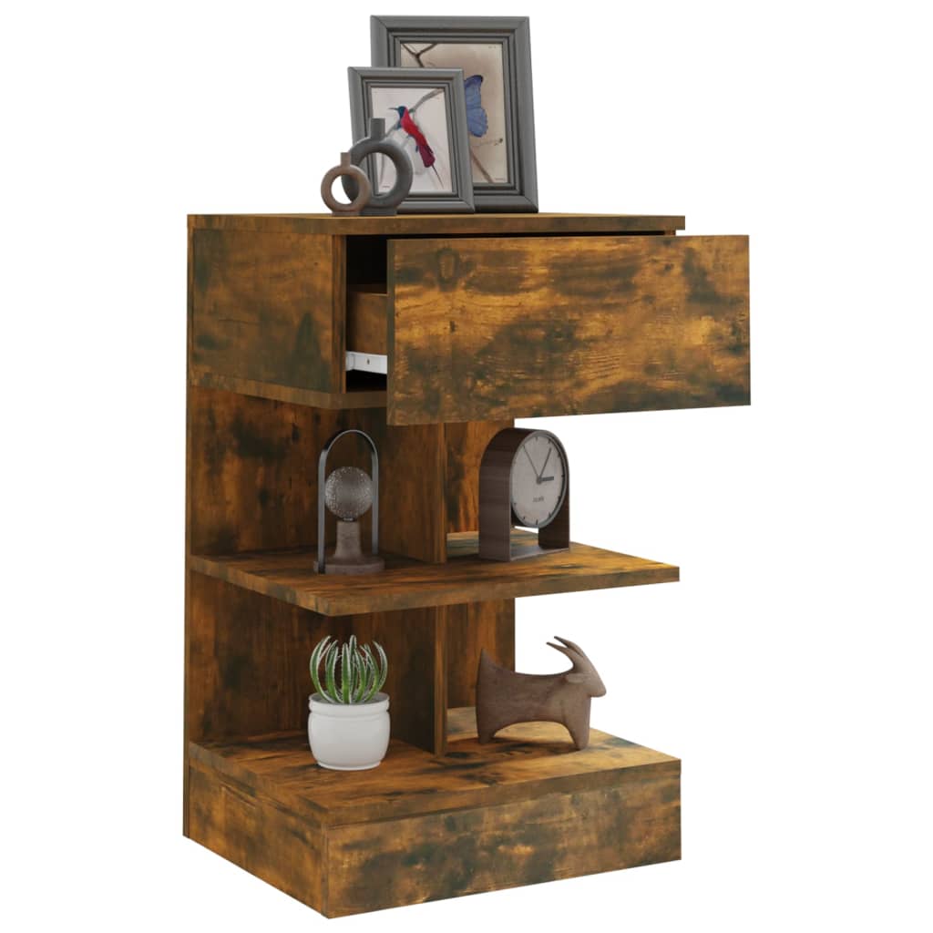 Bedside Cabinet Smoked Oak 40x35x65 cm Engineered Wood