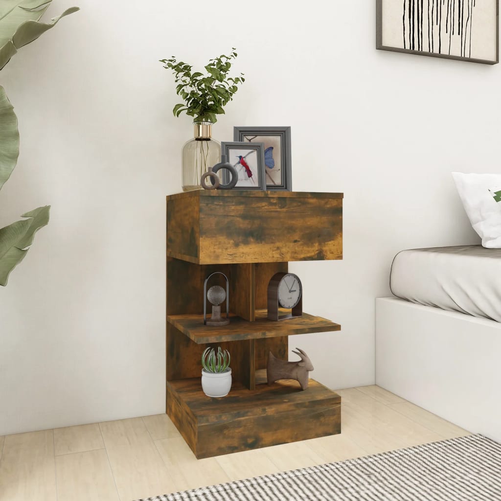 Bedside Cabinet Smoked Oak 40x35x65 cm Engineered Wood