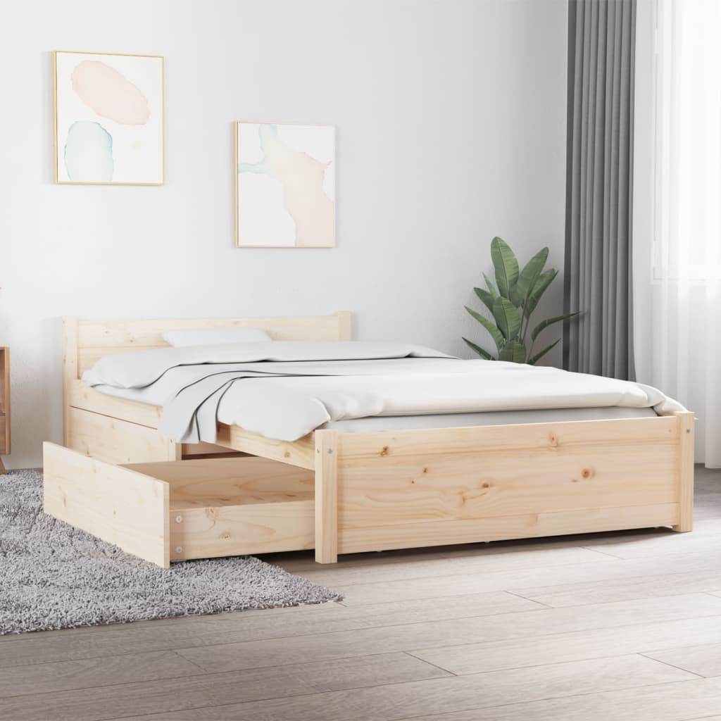 3103483 vidaXL Bed Frame without Mattress with Drawers 90x200 cm (815029+814984)