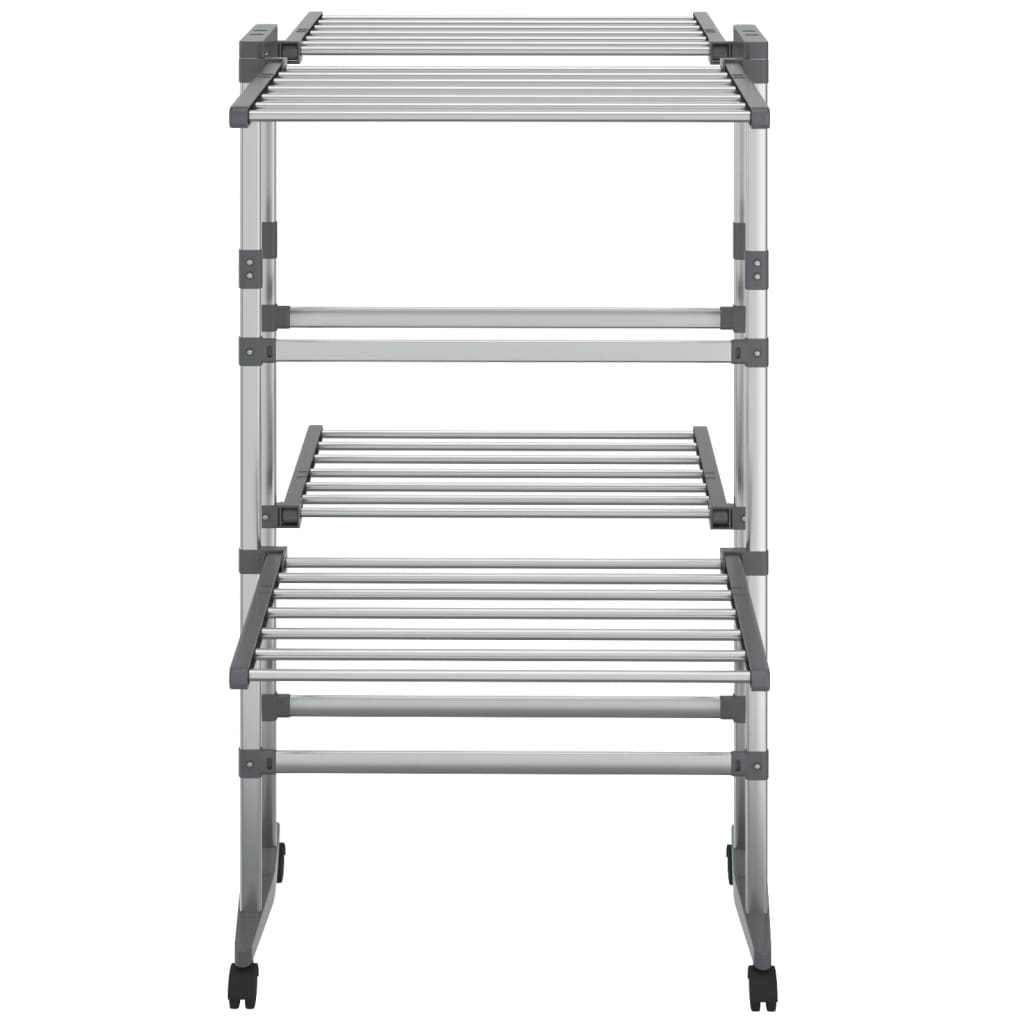 2-Tier Laundry Drying Rack with Wheels Silver 60x70x106 cm