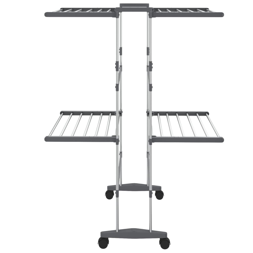 2-Tier Laundry Drying Rack with Wheels Silver 60x70x106 cm