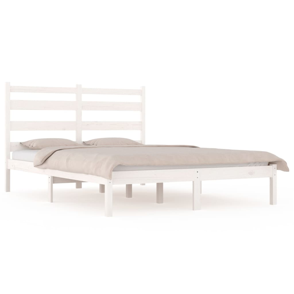 3103644 vidaXL Bed Frame without Mattress White Solid Wood 120x200 cm (810013+818411)
