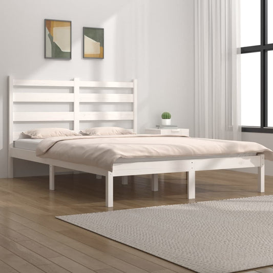3103644 vidaXL Bed Frame without Mattress White Solid Wood 120x200 cm (810013+818411)