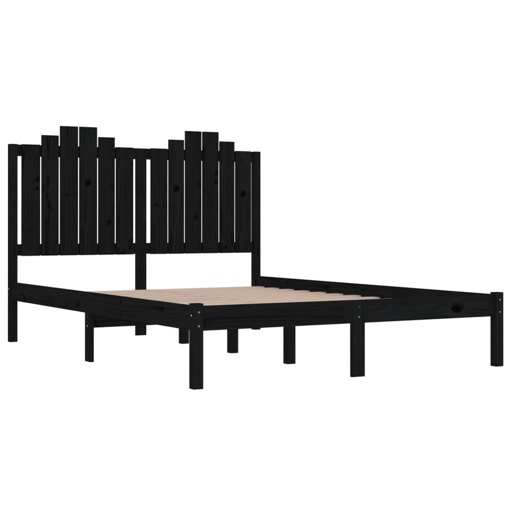 3103802 vidaXL Bed Frame without Mattress Black Solid Wood 200x200 cm (810041+818494)