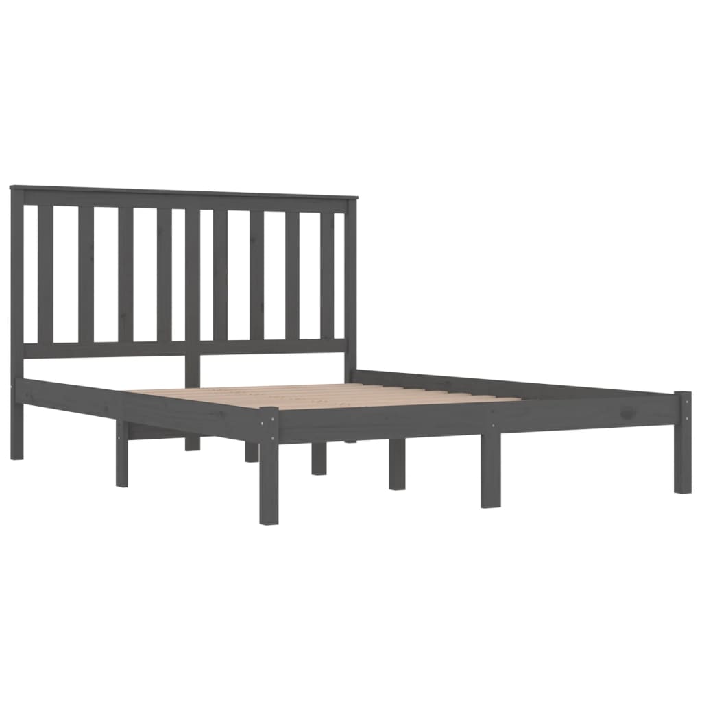 3103865 vidaXL Bed Frame without Mattress Grey Solid Wood 200x200 cm (810039+818542)
