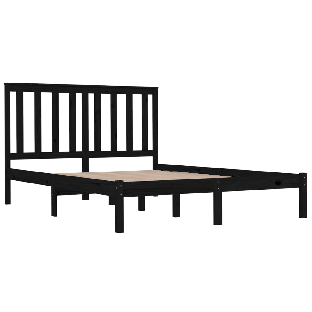 3103867 vidaXL Bed Frame without Mattress Black Solid Wood 200x200 cm (810041+818544)
