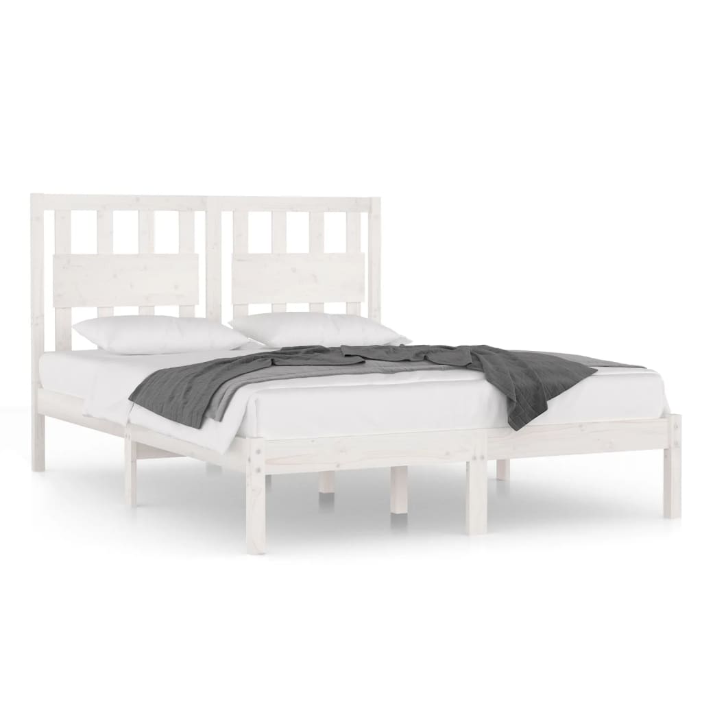 3103929 vidaXL Bed Frame without Mattress White Solid Wood 120x200 cm (810013+818561)