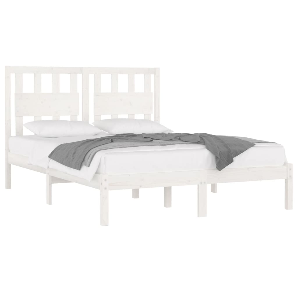 3103929 vidaXL Bed Frame without Mattress White Solid Wood 120x200 cm (810013+818561)