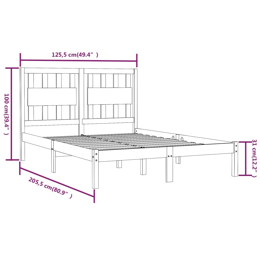 3103929 vidaXL Bed Frame without Mattress White Solid Wood 120x200 cm (810013+818561)