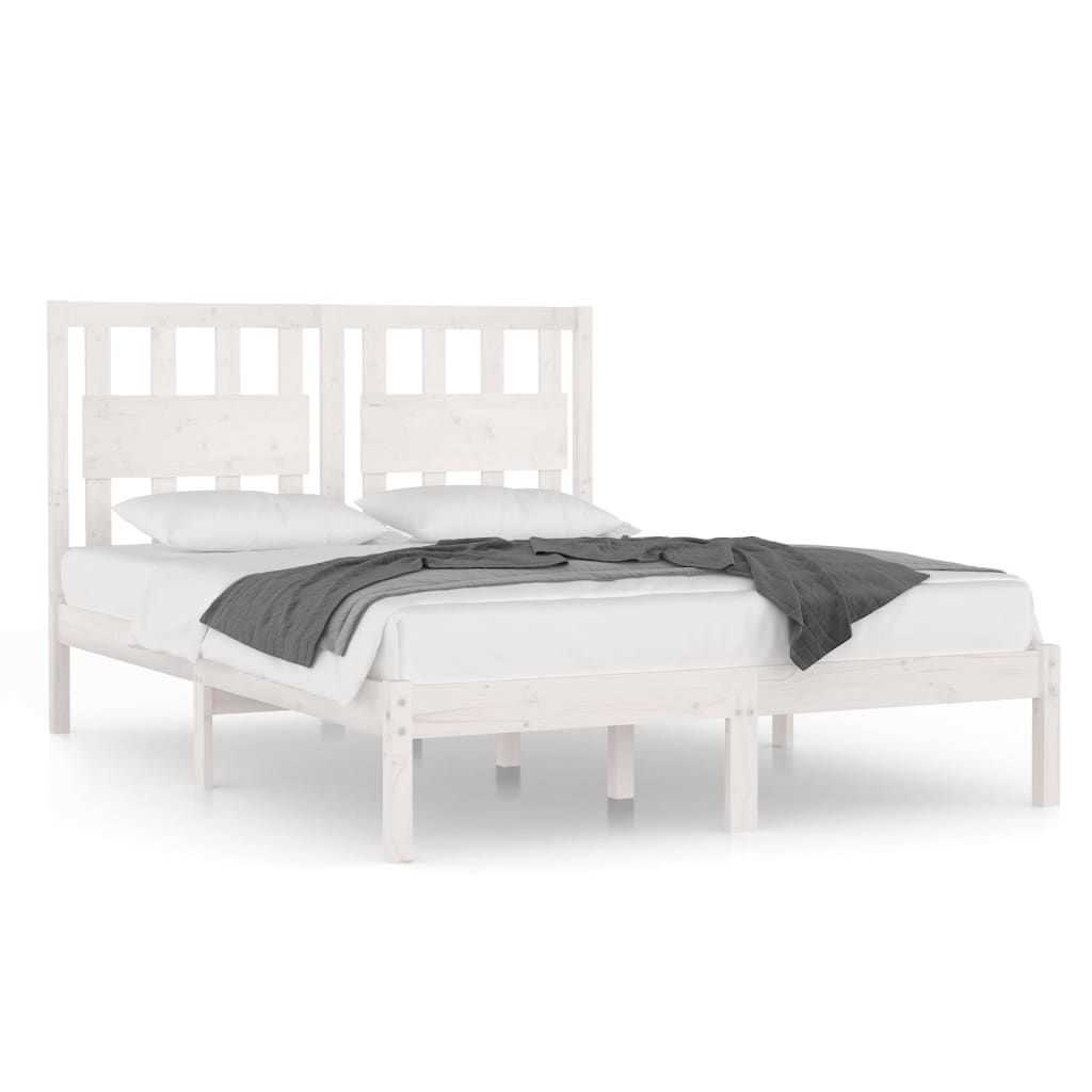 3103934 vidaXL Bed Frame without Mattress White Solid Wood 140x200 cm (810018+818571)