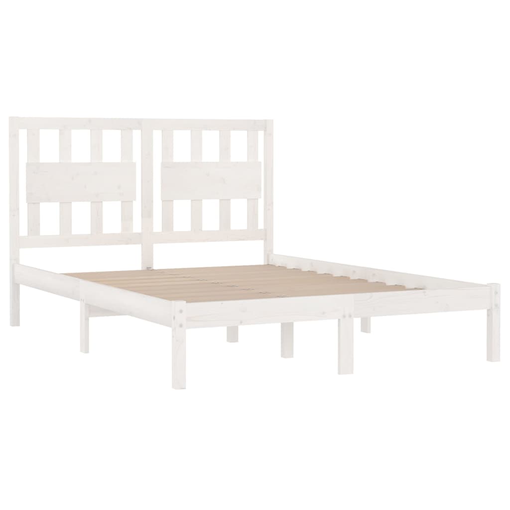 3103934 vidaXL Bed Frame without Mattress White Solid Wood 140x200 cm (810018+818571)