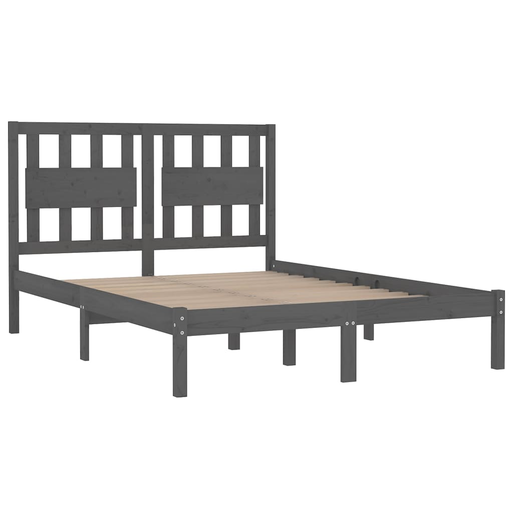 3103955 vidaXL Bed Frame without Mattress Grey Solid Wood 200x200 cm (810039+818592)
