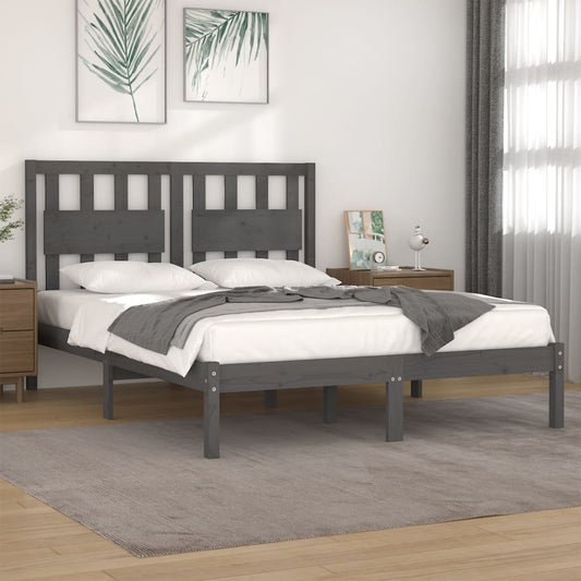 3103955 vidaXL Bed Frame without Mattress Grey Solid Wood 200x200 cm (810039+818592)