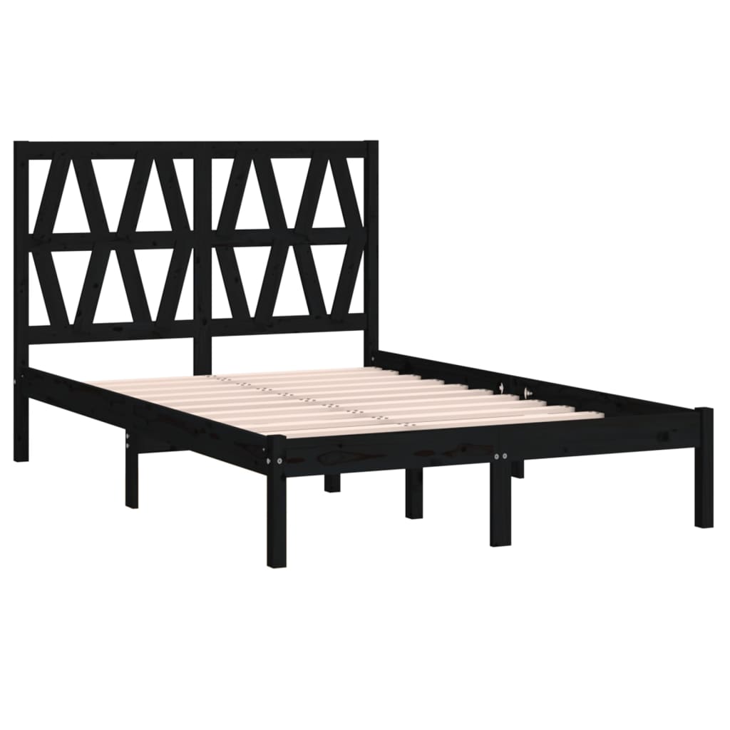 3103982 vidaXL Bed Frame without Mattress Black Solid Wood 140x190 cm (810001+818624)