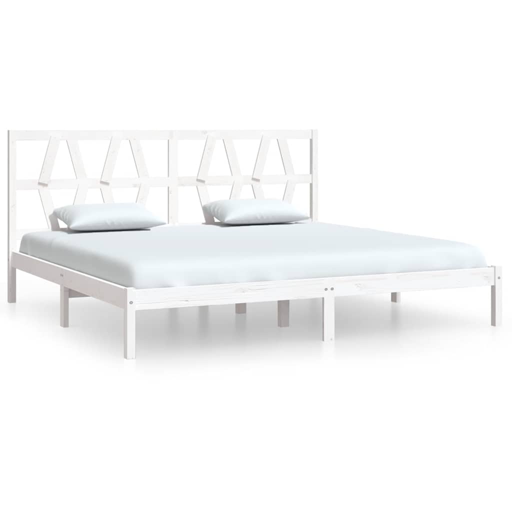 3104019 vidaXL Bed Frame without Mattress White Solid Wood 200x200 cm (810038+818641)