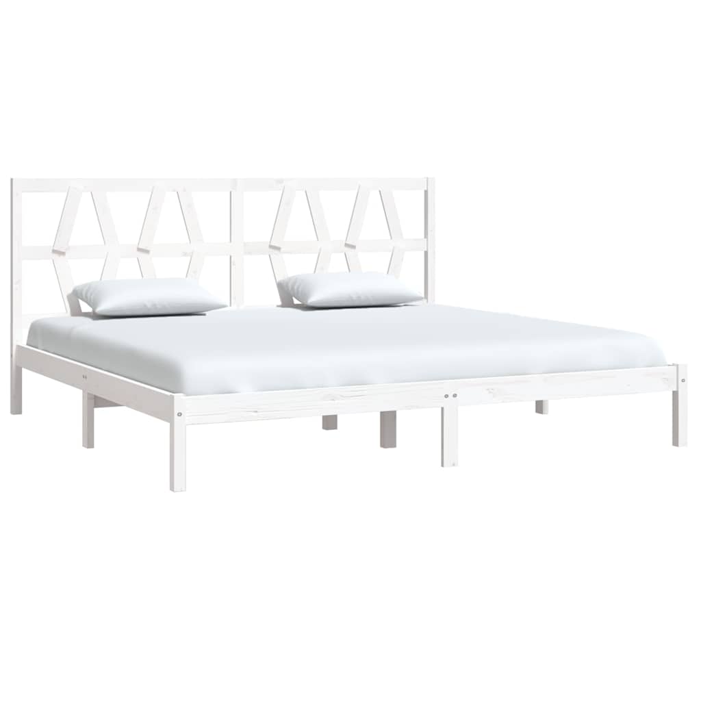 3104019 vidaXL Bed Frame without Mattress White Solid Wood 200x200 cm (810038+818641)