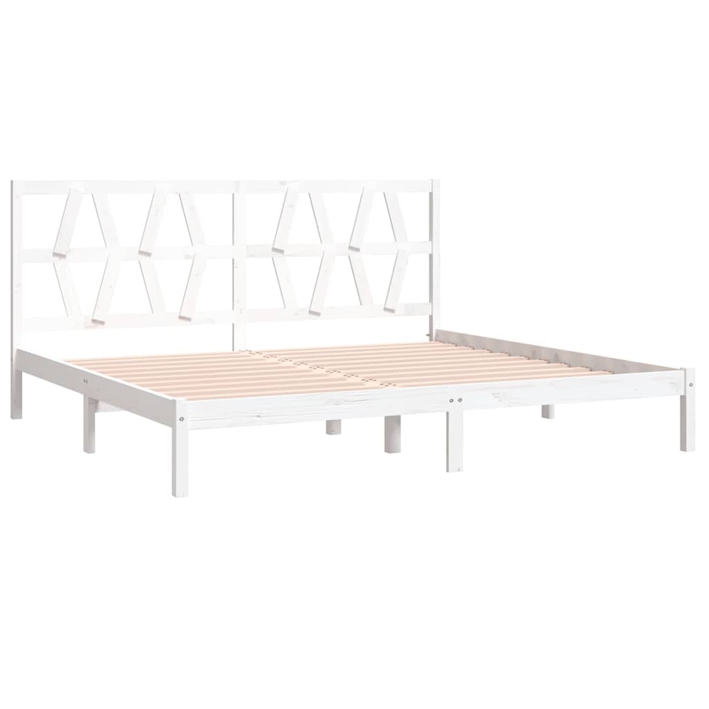 3104019 vidaXL Bed Frame without Mattress White Solid Wood 200x200 cm (810038+818641)