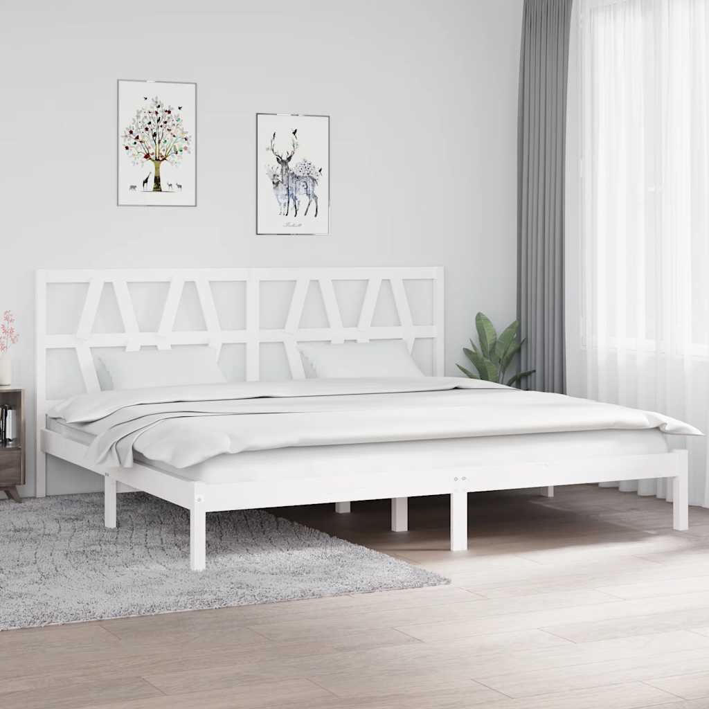 3104019 vidaXL Bed Frame without Mattress White Solid Wood 200x200 cm (810038+818641)