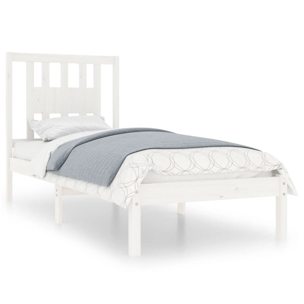 3104049 vidaXL Bed Frame without Mattress White Solid Wood 90x200 cm (810003+818651)
