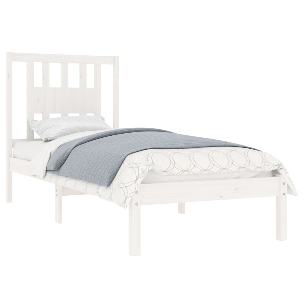3104049 vidaXL Bed Frame without Mattress White Solid Wood 90x200 cm (810003+818651)