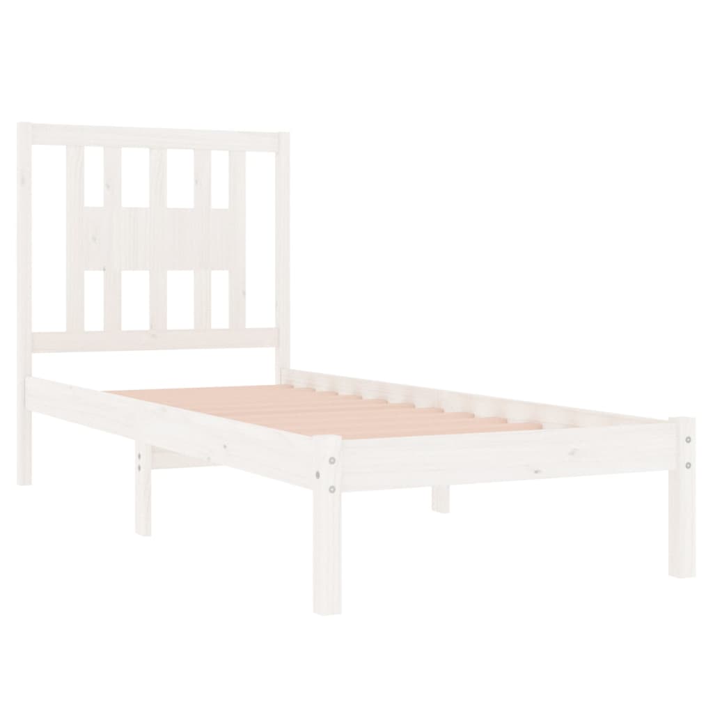 3104049 vidaXL Bed Frame without Mattress White Solid Wood 90x200 cm (810003+818651)