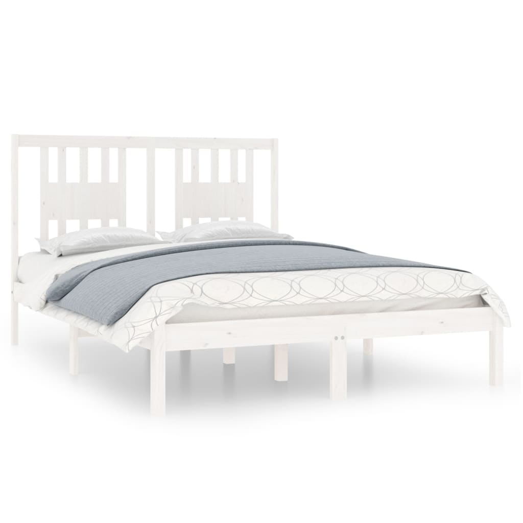 3104059 vidaXL Bed Frame without Mattress White Solid Wood 120x200 cm (810013+818661)