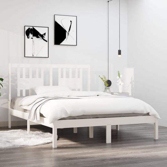 3104059 vidaXL Bed Frame without Mattress White Solid Wood 120x200 cm (810013+818661)